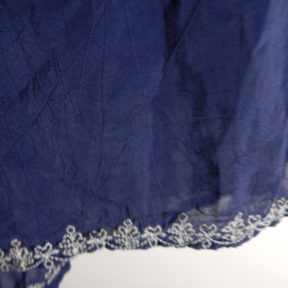 Johnny Was Paizyn 3/4-Sleeve Embroidered Blouse, Blue Night Sold Out - Picture 9 of 11